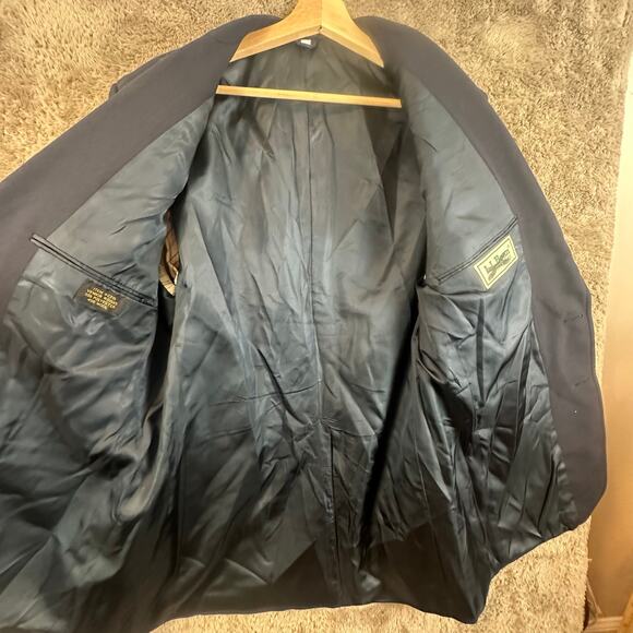 LL Bean Navy Blue Wool Blazer Sport Coat Jacket Gold Tone Buttons 42L 42 Long - Picture 5 of 11